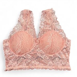 Floral Lace Bralette in Soft Peach